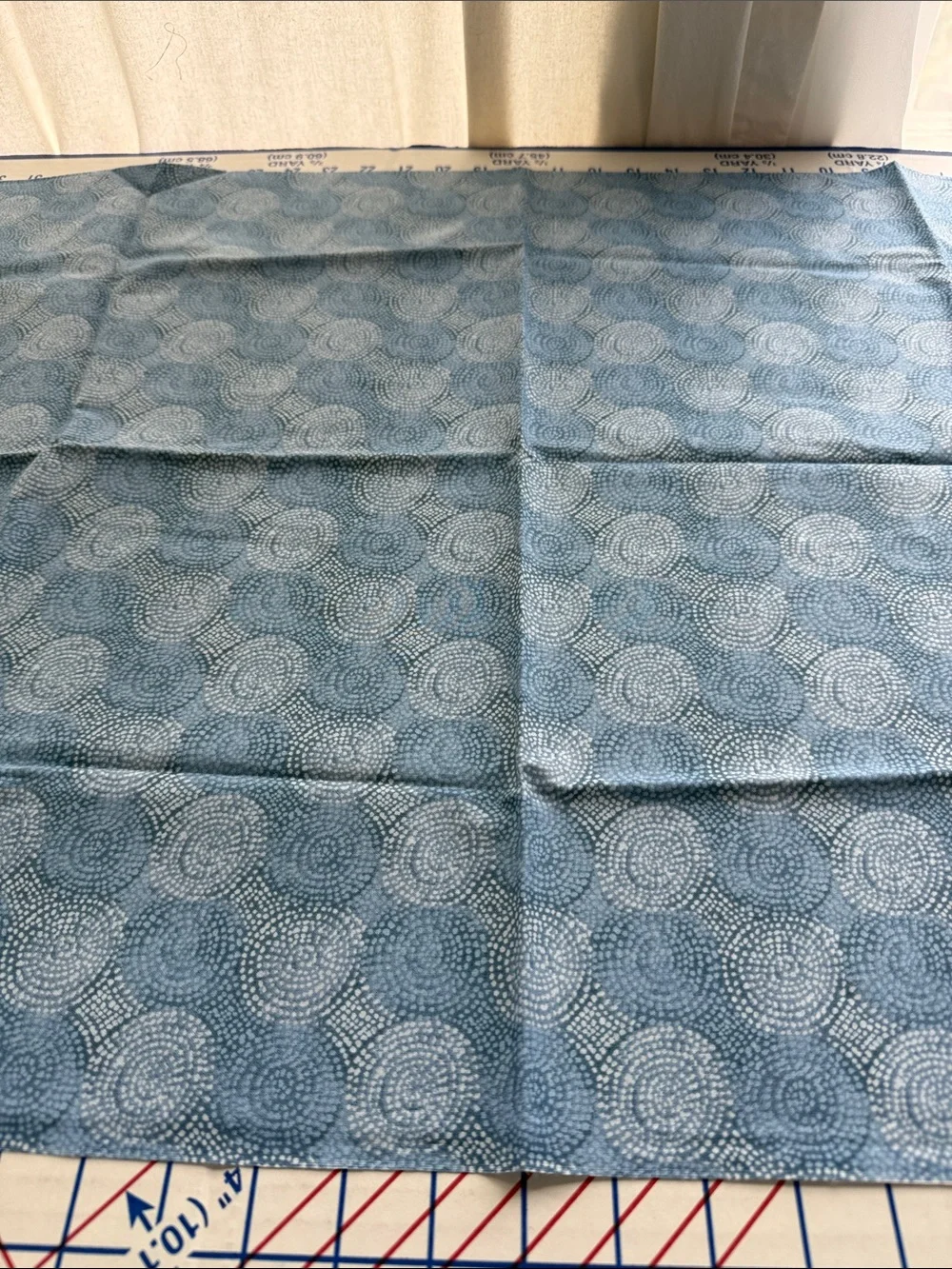 Blue Geometric Dotted Circle Cotton Fabric 1 Yard x 44